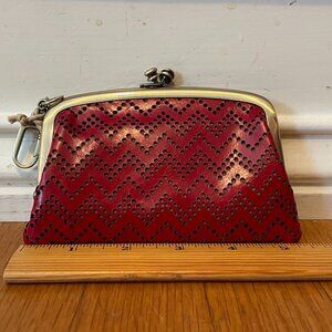 HOBO International Red Leather Small Purse or Large Coin Purse